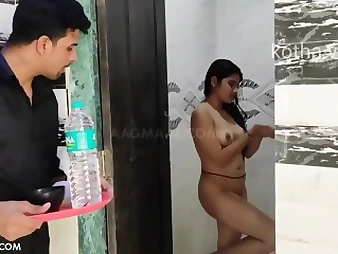 Naughty Indian Damsel Caught Bathroom Obsession: Big Tits, Big Ass, and Cumshot