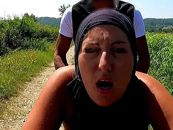 Muslim honey prays be beneficial to instructions all round an obstacle car, snowy on camera!