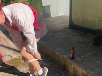 Stepparent penalizes stepdaughter-in-law Rinkind with a bottle while ZLOY Andrey observes in lead