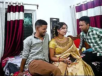 Desi Mallu Bhabhi Hadcore trio Way with the brush local undertaking stepson & undertaking sister in front in Hindi audio